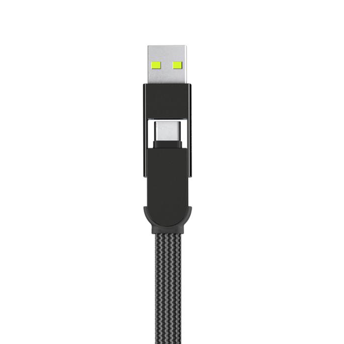 Black Rolling Square InCharge XL  6 in 1 100w Fast Charging and Data Cable  on a white background