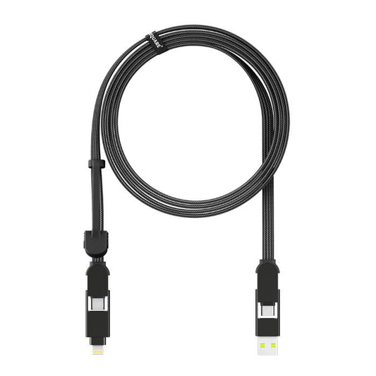 Black Rolling Square InCharge XL  6 in 1 100w Fast Charging and Data Cable on a white background