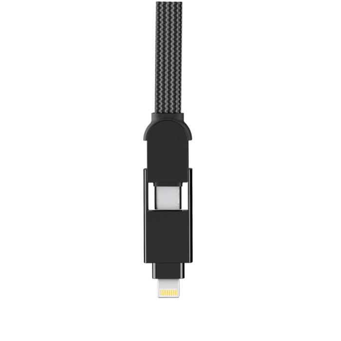 Black Rolling Square InCharge XL  6 in 1 100w Fast Charging and Data Cable  on a white background
