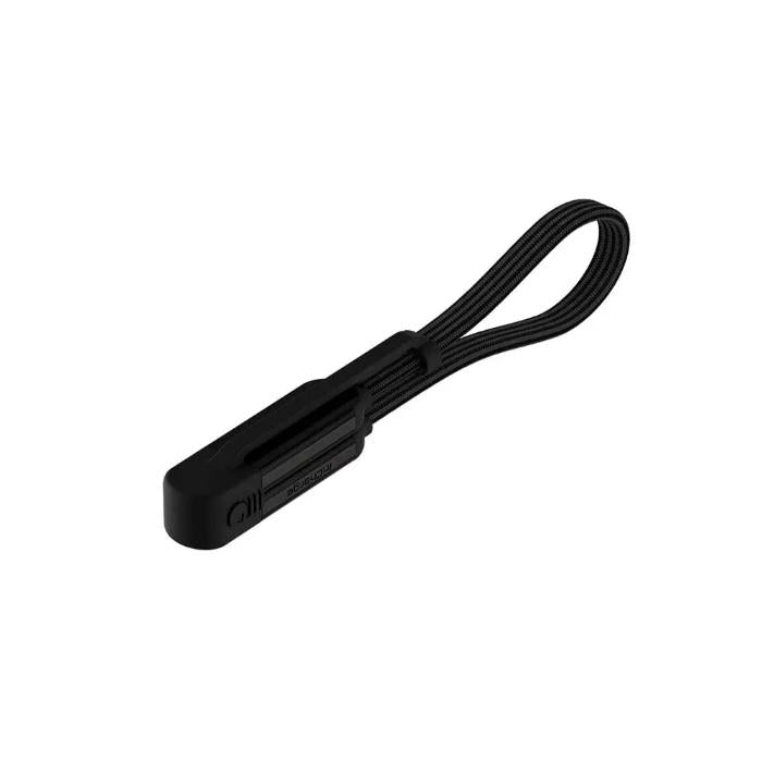 Black Rolling Square InCharge XL  6 in 1 KeyRing Size 100w Fast Charging and Data Cable on a white background