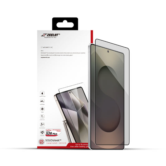 ZEELOT SOLIDsleek V2 2.5D Tempered Glass for Samsung Galaxy S26 Plus (2026) with EasyFit Installation Kit