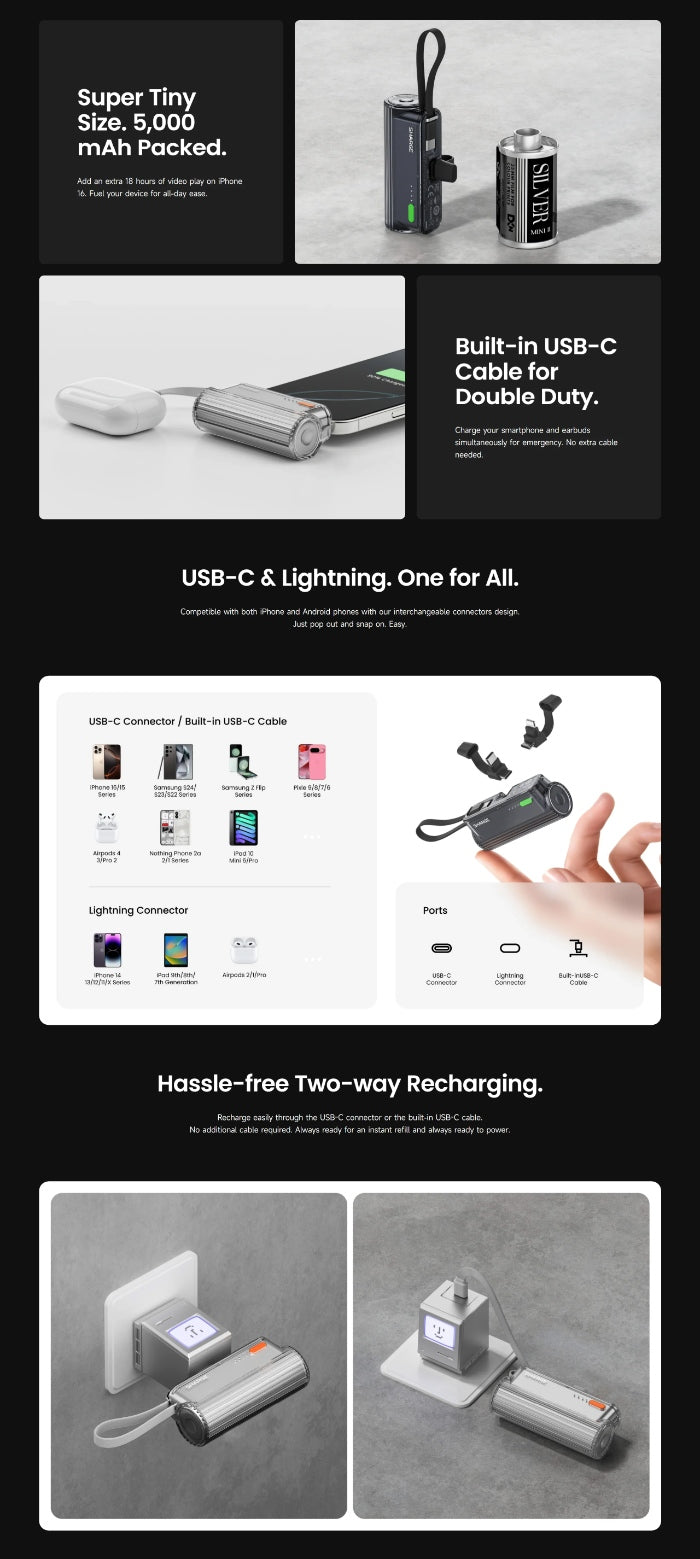 Shop and buy Sharge (Shargeek) Flow Mini 2 5,000mAh Lipstick Sized Portable Power Bank Built-in Cable| KURUMIZ online with great deals and sales prices with fast and safe shipping. KURUMIZ is the largest Singapore official authorised retailer for the largest collection of mobile premium accessories.