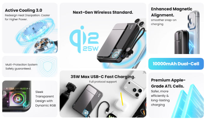 Sharge (Shargeek) ICEMAG 3 Qi2.2 25W 10,000mAh 35W Max Wireless Magnetic Power Bank