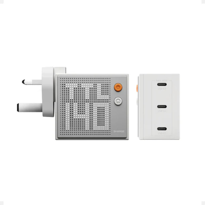 Sharge (Shargeek) Pixel 140W Charger with Matrix Display (UK Plug) – PD3.1 Fast Charging, Triple USB-C Ports GaN Adapter