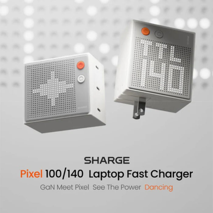 Sharge (Shargeek) Pixel 140W Charger with Matrix Display (UK Plug) – PD3.1 Fast Charging, Triple USB-C Ports GaN Adapter