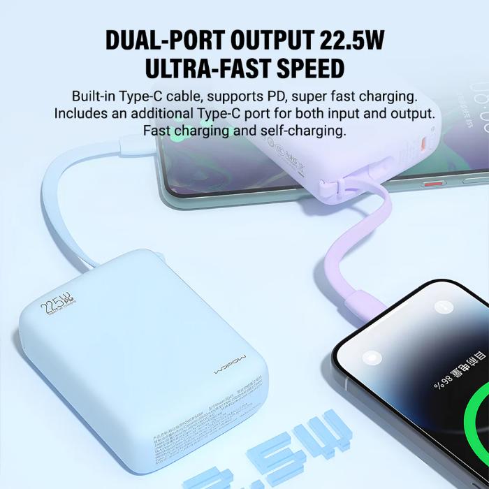 Shop and buy WOPOW SQ65 20000mAh Small Ice Fast Charging Built-in Power Bank| KURUMIZ online with great deals and sales prices with fast and safe shipping. KURUMIZ is the largest Singapore official authorised retailer for the largest collection of mobile premium accessories.