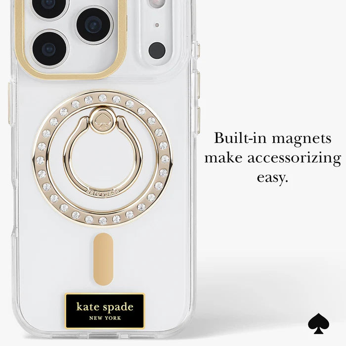 Kate Spade New York Metallic Gold Icon Stand Magnetic Case for iPhone 17 Pro 6.3" (2025)